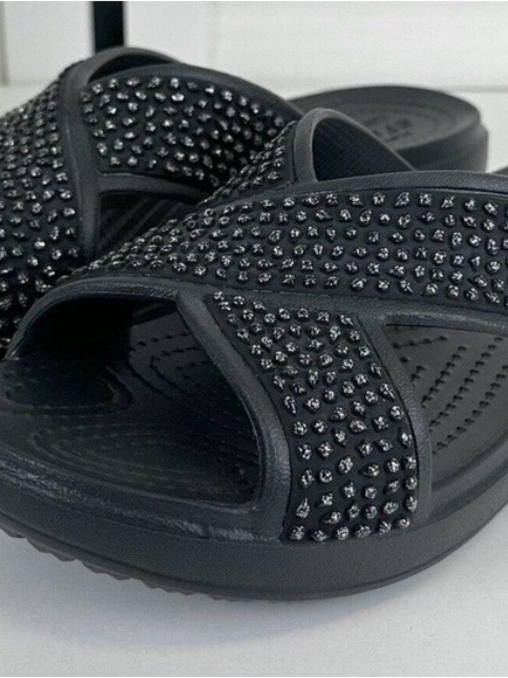 CROCS Sloane embellished Black Slide Sandals